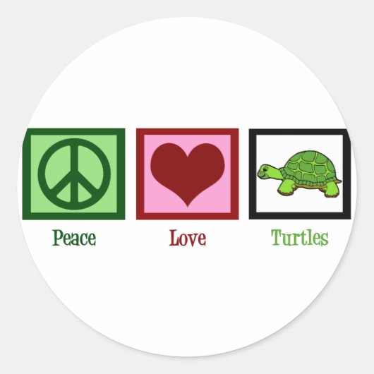 Peace Liebe Turtles Runder Aufkleber (Vorderseite)
