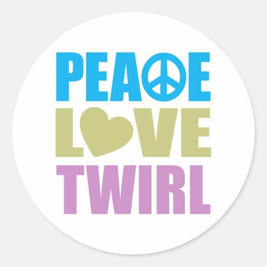 Peace Liebe Twirl Runder Aufkleber (Vorderseite)