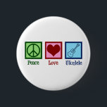 Peace Liebe Ukulele Button<br><div class="desc">Peace Liebe Ukulele. Niedliches Ukuleles-Spielgeschenk mit einem coolen Friedenszeichen, Herz und kauem Instrument.</div>