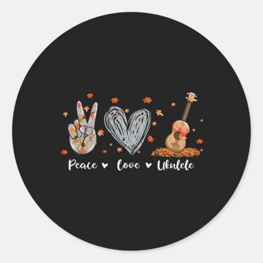 Peace Liebe Ukulele Hawaiian Ukelele Uke Guitar Pl Runder Aufkleber (Vorderseite)