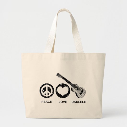 Peace Liebe Ukulele Jumbo Stoffbeutel (Vorne)