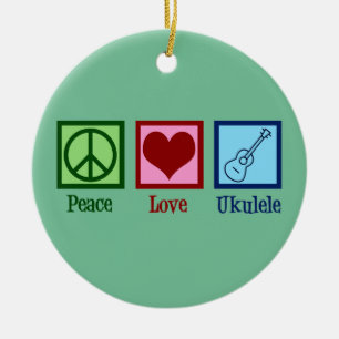 Peace Liebe Ukulele Keramik Ornament