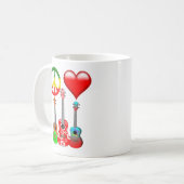 Peace Liebe Ukuleles Kaffeetasse (Vorderseite Links)