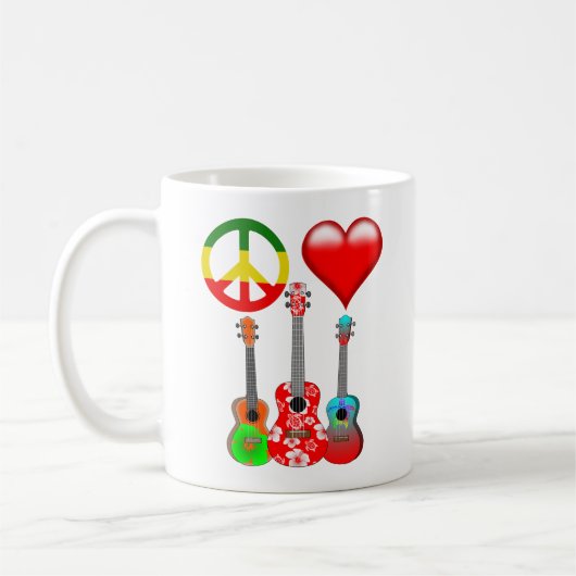 Peace Liebe Ukuleles Kaffeetasse (Links)