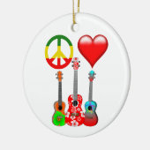 Peace Liebe Ukuleles Keramik Ornament (Links)
