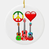 Peace Liebe Ukuleles Keramik Ornament (Hinten)