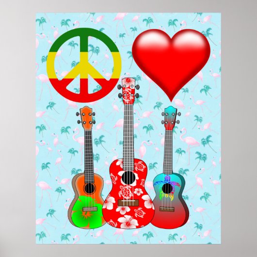 Peace Liebe Ukuleles Poster (Vorne)