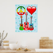 Peace Liebe Ukuleles Poster (Küche)