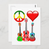 Peace Liebe Ukuleles Postkarte (Vorne/Hinten)