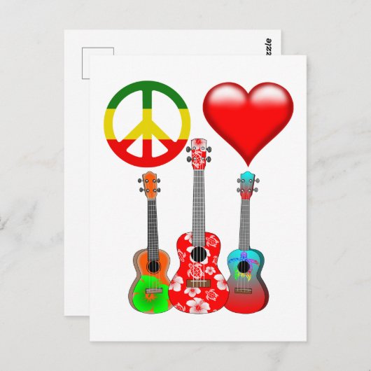 Peace Liebe Ukuleles Postkarte (Vorne/Hinten)