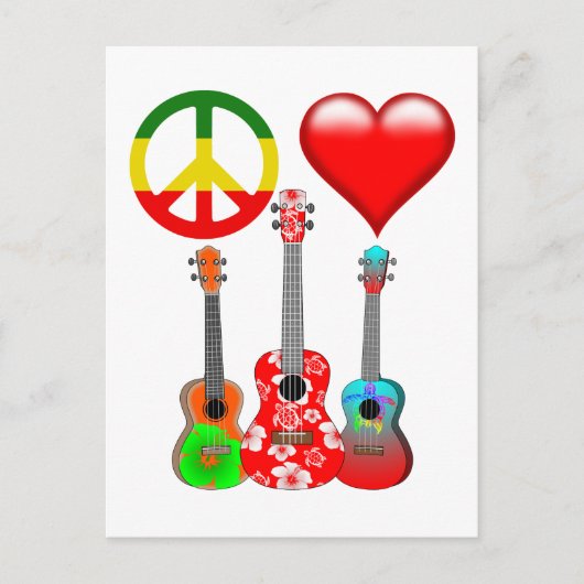 Peace Liebe Ukuleles Postkarte (Vorderseite)