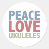Peace Liebe Ukuleles Runder Aufkleber (Vorderseite)