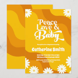 Peace Liebe und Baby Retro Baby Dusche Einladung