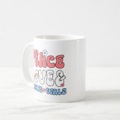Peace Liebe und Harris Walz Retro Hippie Style Kaffeetasse (Vorderseite Links)