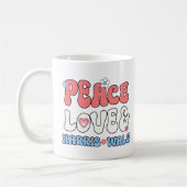 Peace Liebe und Harris Walz Retro Hippie Style Kaffeetasse (Links)