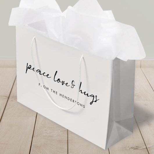 Peace Liebe und Hugs Minimal Christmas Dove Gray Große Geschenktüte