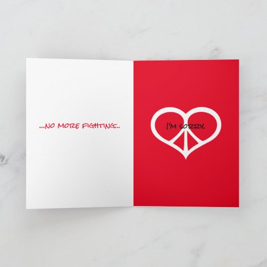 Peace Liebe und ich bedaure Karte (Innenseite)