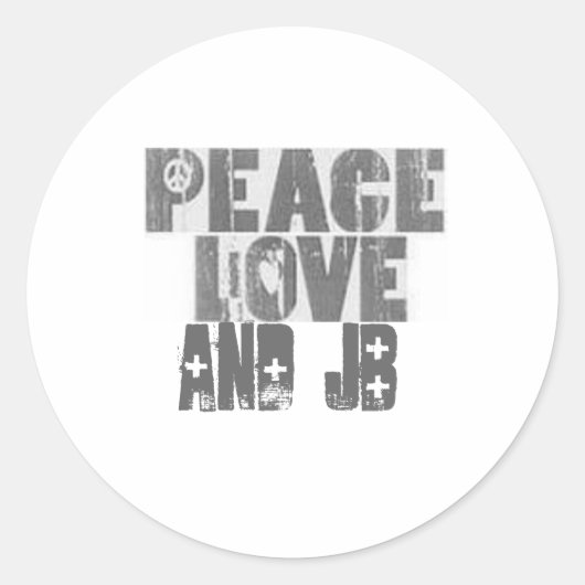 Peace_Liebe und jB Runder Aufkleber (Vorderseite)