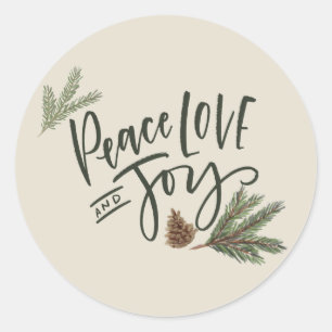 Peace Liebe und Josheim Weihnachten Umschlag Aufkl Runder Aufkleber