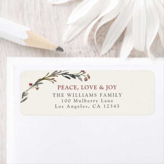 Peace Liebe und Joy Red Berries Grüne Rede (Insitu)