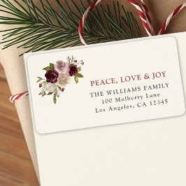 Peace Liebe und Joy Winter Bouquet Adressaufkleber