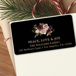 Peace Liebe und Joy Winter Bouquet Adressaufkleber