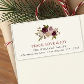 Peace Liebe und Joy Winter Bouquet Adressaufkleber