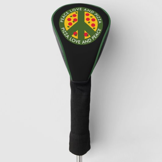 Peace Liebe und Pizza lustig personalisiert Golf Headcover (Vorderseite)