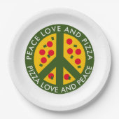Peace Liebe und Pizza lustige Einweg-Party-Teller Pappteller (Vorderseite)