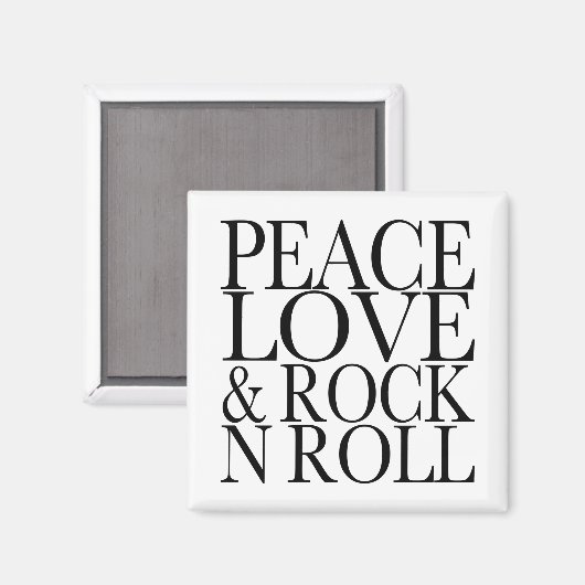 Peace Liebe und Rock 'N Roll Magnet (Vorderseite/Rückseite)