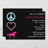 Peace Liebe Unicorns Girl's Birthday Einladung (Vorne/Hinten)