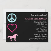 Peace Liebe Unicorns Girl's Birthday Einladung (Vorderseite)