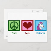 Peace Liebe Unicorns Postkarte (Vorne/Hinten)