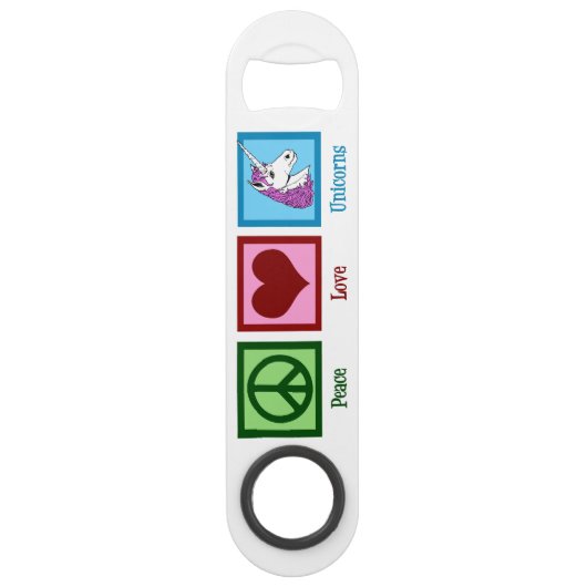 Peace Liebe Unicorns Speedflaschenöffner (Vorderseite)