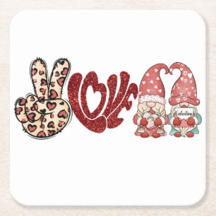Peace Liebe Valentines VALENTINSTAG Rechteckiger Pappuntersetzer