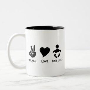 Peace Liebe Vater Life Funny New Dad Vatertag Zweifarbige Tasse