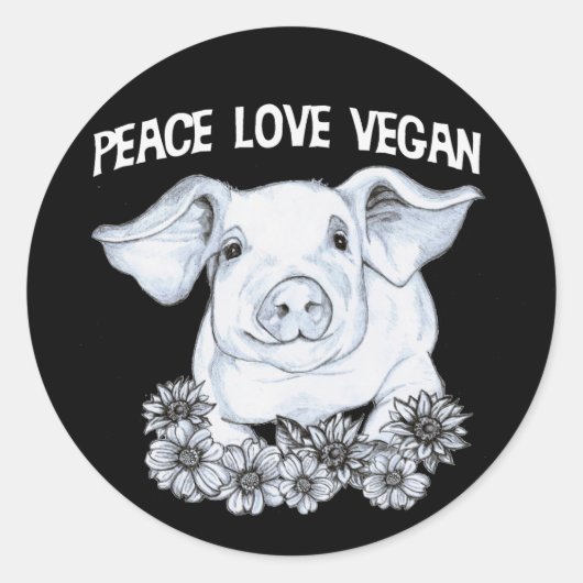 Peace Liebe Vegan Pig Sticker (Vorderseite)