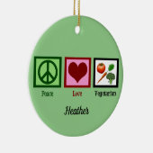 Peace Liebe Vegetarian Green Monogram Christmas Keramik Ornament (Rechts)