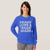 Peace Liebe & Veggie Burgers Vegetarian Graphic T-Shirt (Vorne ganz)