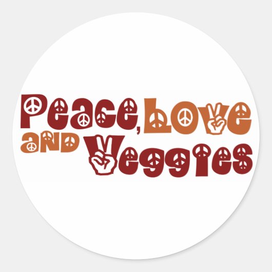 Peace Liebe Veggies Runder Aufkleber (Vorderseite)