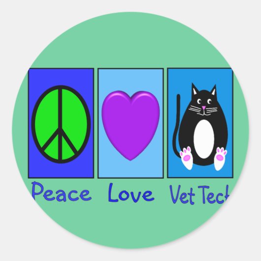Peace Liebe Vet Tech Runder Aufkleber (Vorderseite)