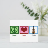 Peace Liebe Violin Postkarte (Stehend Vorderseite)