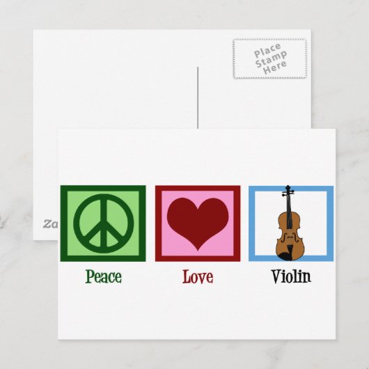 Peace Liebe Violin Postkarte (Vorne/Hinten)