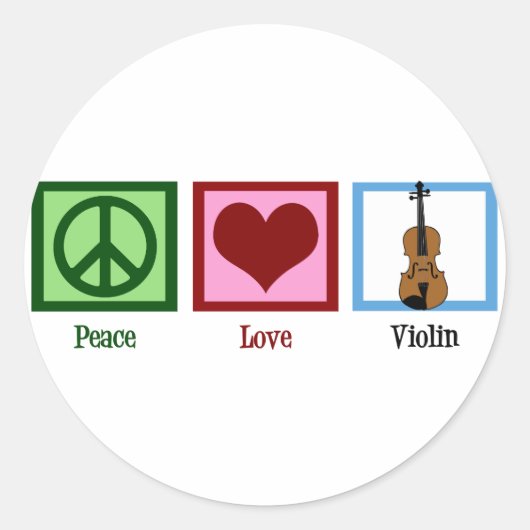 Peace Liebe Violin Runder Aufkleber (Vorderseite)