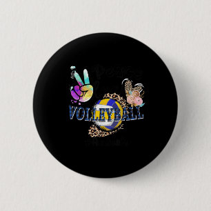 Peace Liebe Volleyball Auntie Life Mama Oma Leop Button