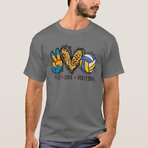 Peace Liebe Volleyball Geschenk Sportspiel Leopard T-Shirt