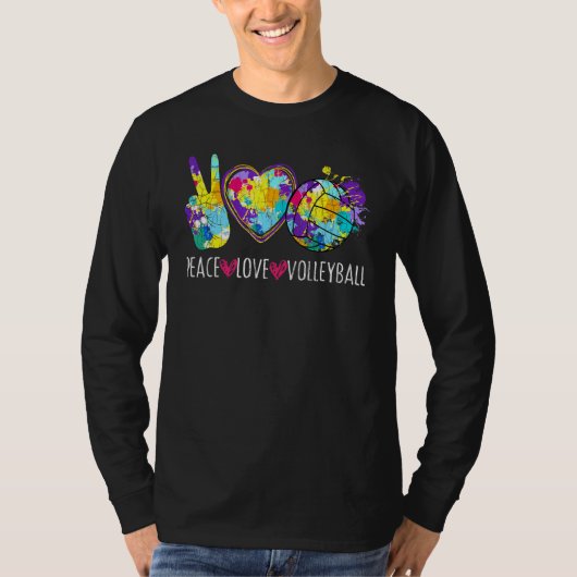 Peace Liebe Volleyball Graphic for Player Coach T-Shirt (Vorderseite)