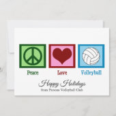 Peace Liebe Volleyball individuell anpassbar Feiertagskarte (Vorderseite)