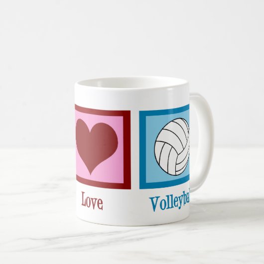 Peace Liebe Volleyball Kaffeetasse (VorderseiteRechts)