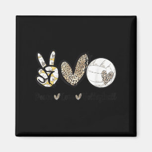 Peace Liebe Volleyball Mama Leopard Print Cheetah  Magnet